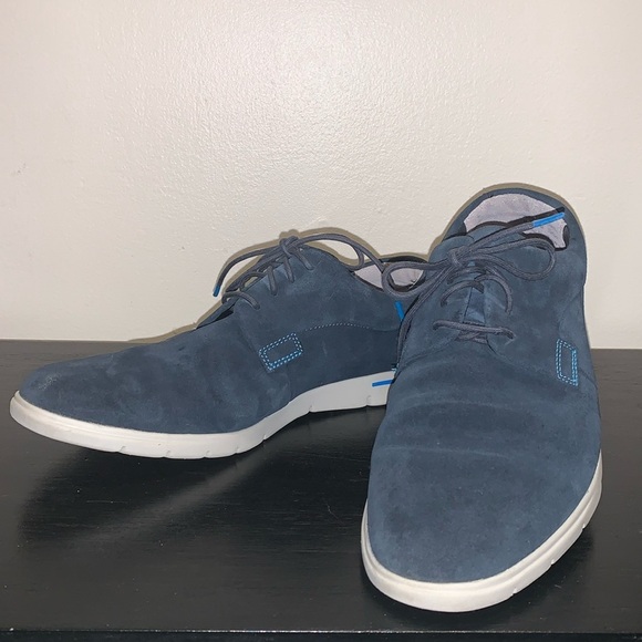 Clarks Men's Denner Motion Suede Oxford Shoes - Navy and Taupe.  Size 8. - Picture 1 of 10